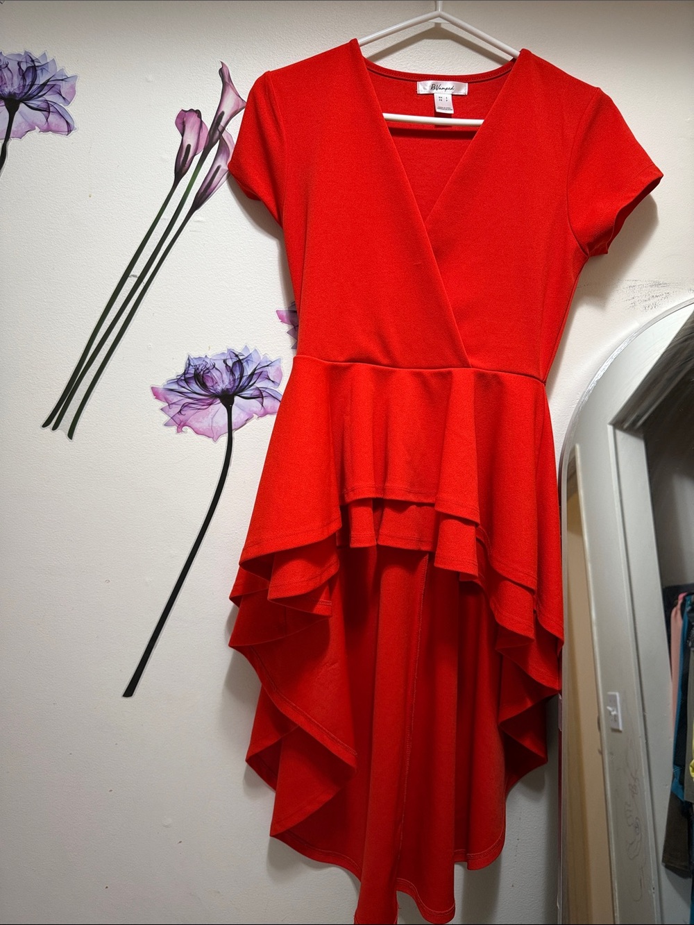 Revamped Bold Red High-Low Ruffle Dress